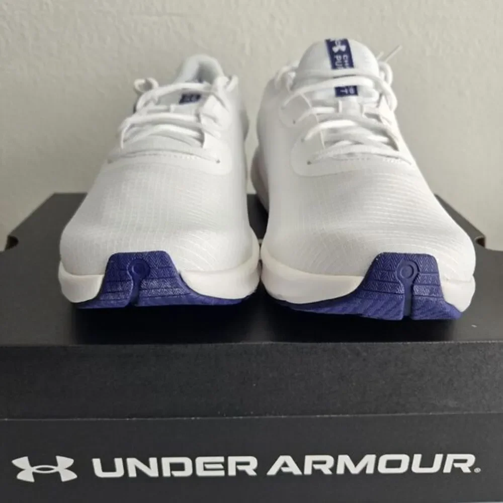 Under ARMOUR Charged Pursuit 3 TECH Men's Size 11.5 White Blue Gym Running Train